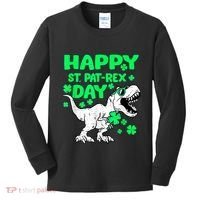 Happy St PaT Rex Dinosaur Saint Patrick's Day Kids Long Sleeve Shirt thumb 0