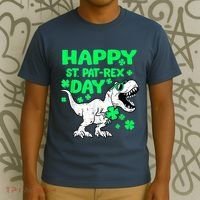 Happy St PaT Rex Dinosaur Saint Patrick's Day T-Shirt thumb 3