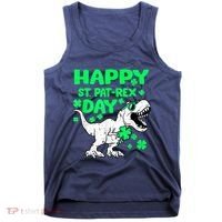 Happy St PaT Rex Dinosaur Saint Patrick's Day Tank Top thumb 0