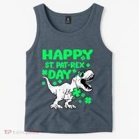 Happy St PaT Rex Dinosaur Saint Patrick's Day Tank Top thumb 2