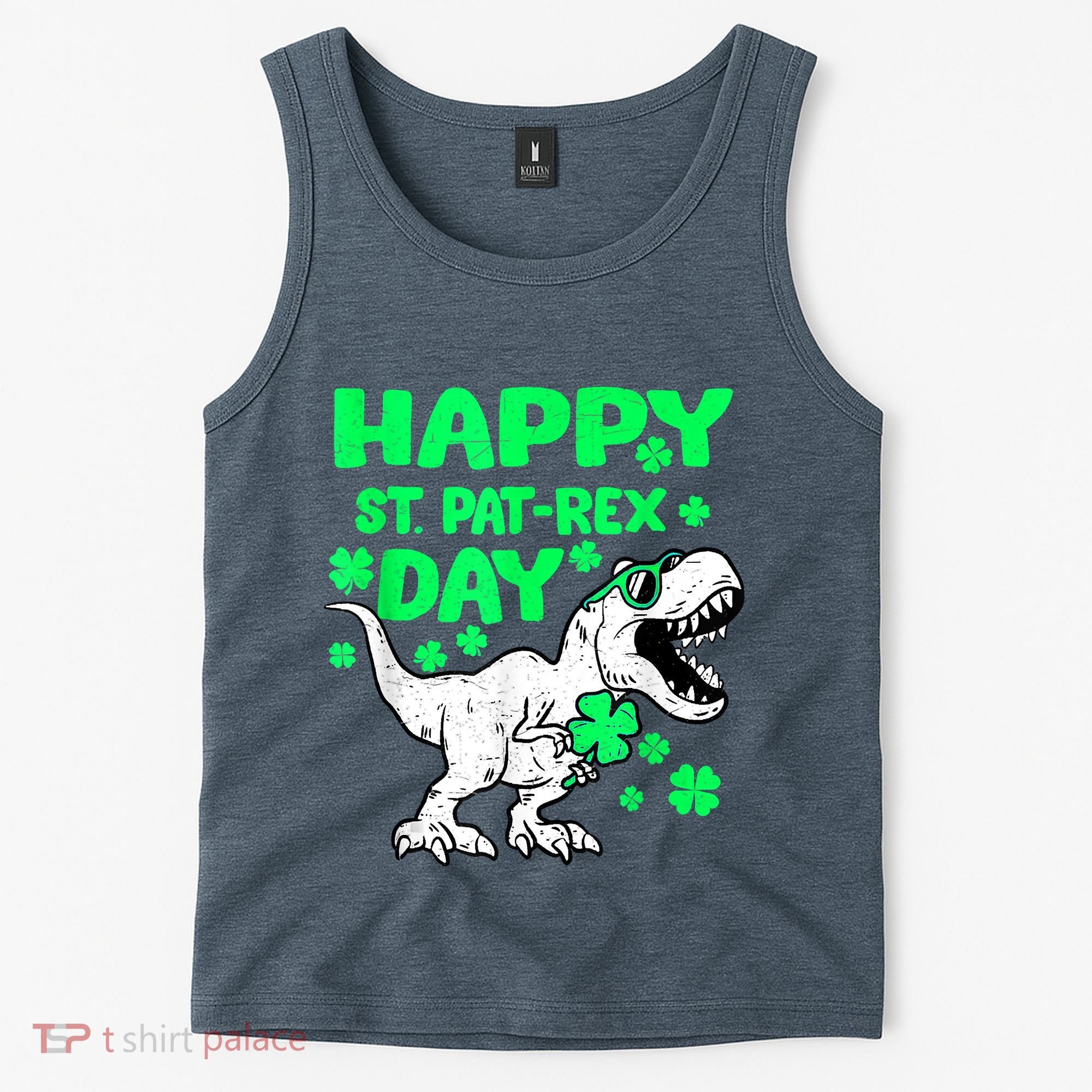 Happy St PaT Rex Dinosaur Saint Patrick's Day Tank Top
