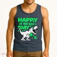 Happy St PaT Rex Dinosaur Saint Patrick's Day Tank Top thumb 3