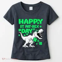 Happy St PaT Rex Dinosaur Saint Patrick's Day Women's T-Shirt thumb 0