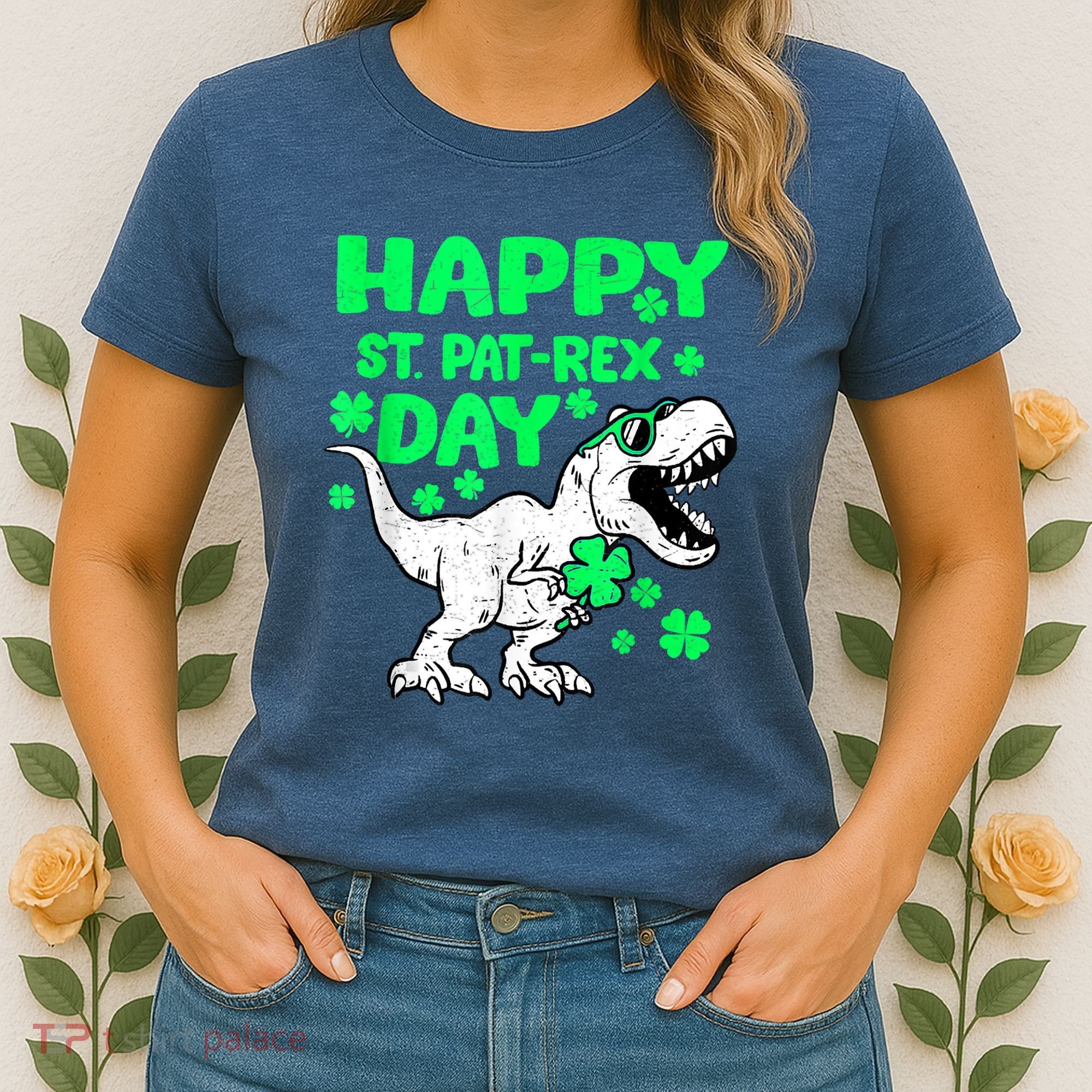 Happy St PaT Rex Dinosaur Saint Patrick's Day Women's T-Shirt