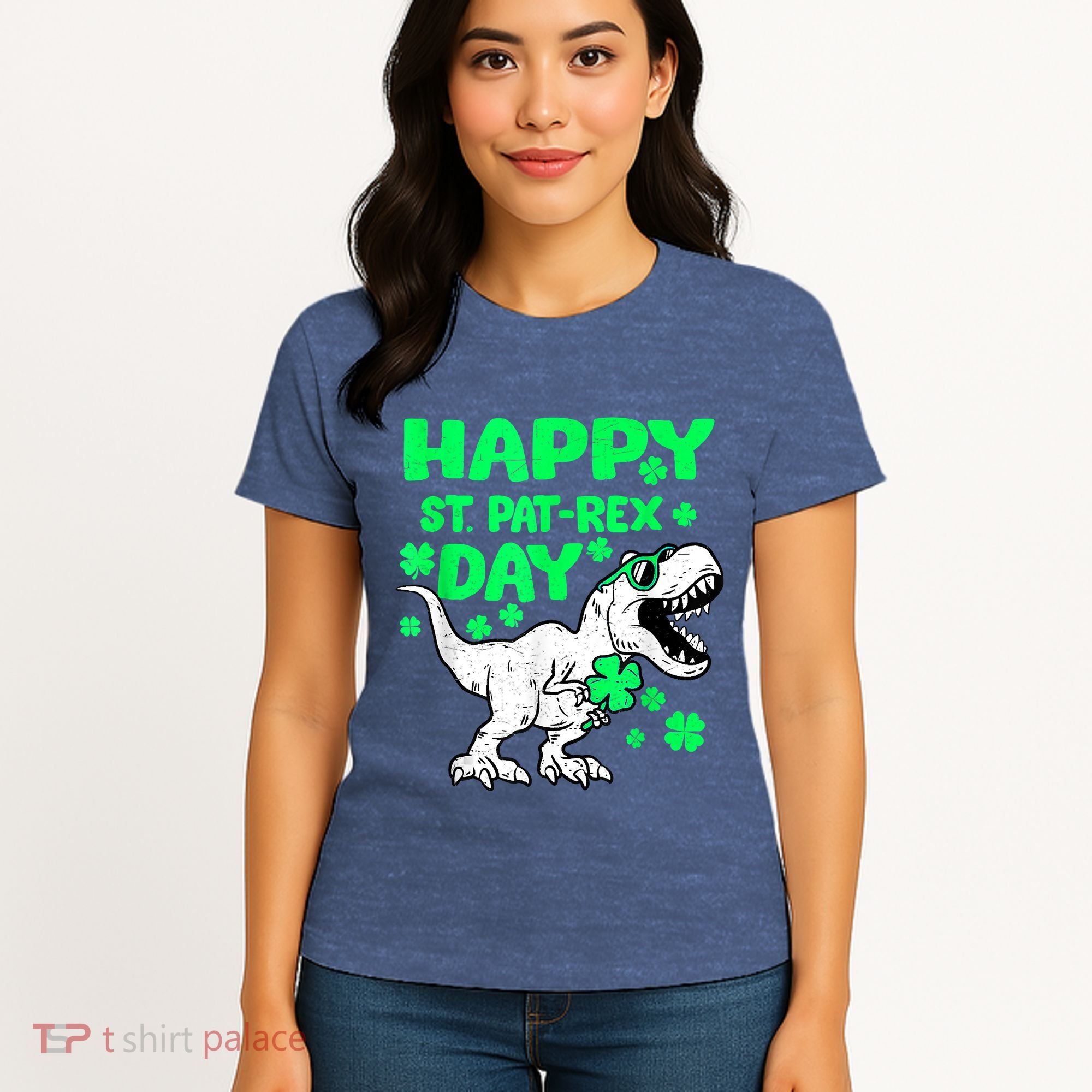 Happy St PaT Rex Dinosaur Saint Patrick's Day Women's T-Shirt