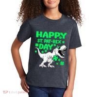 Happy St PaT Rex Dinosaur Saint Patrick's Day Kids T-Shirt thumb 2