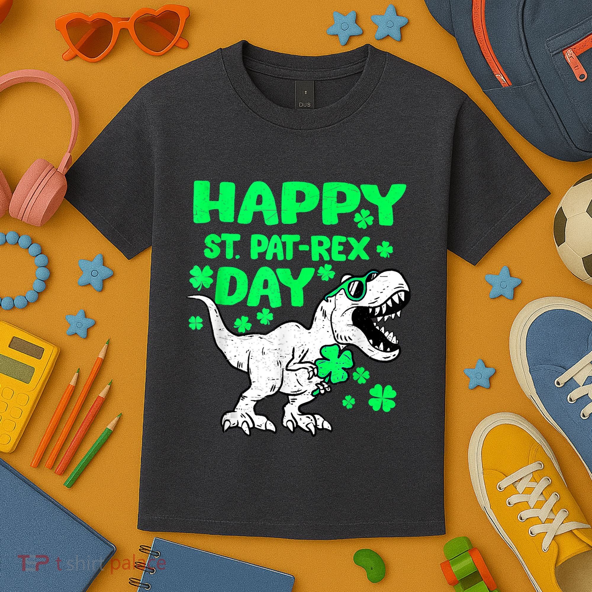 Happy St PaT Rex Dinosaur Saint Patrick's Day Kids T-Shirt