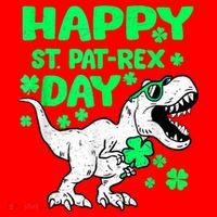 Happy St PaT Rex Dinosaur Saint Patrick's Day Santa Hat thumb 1