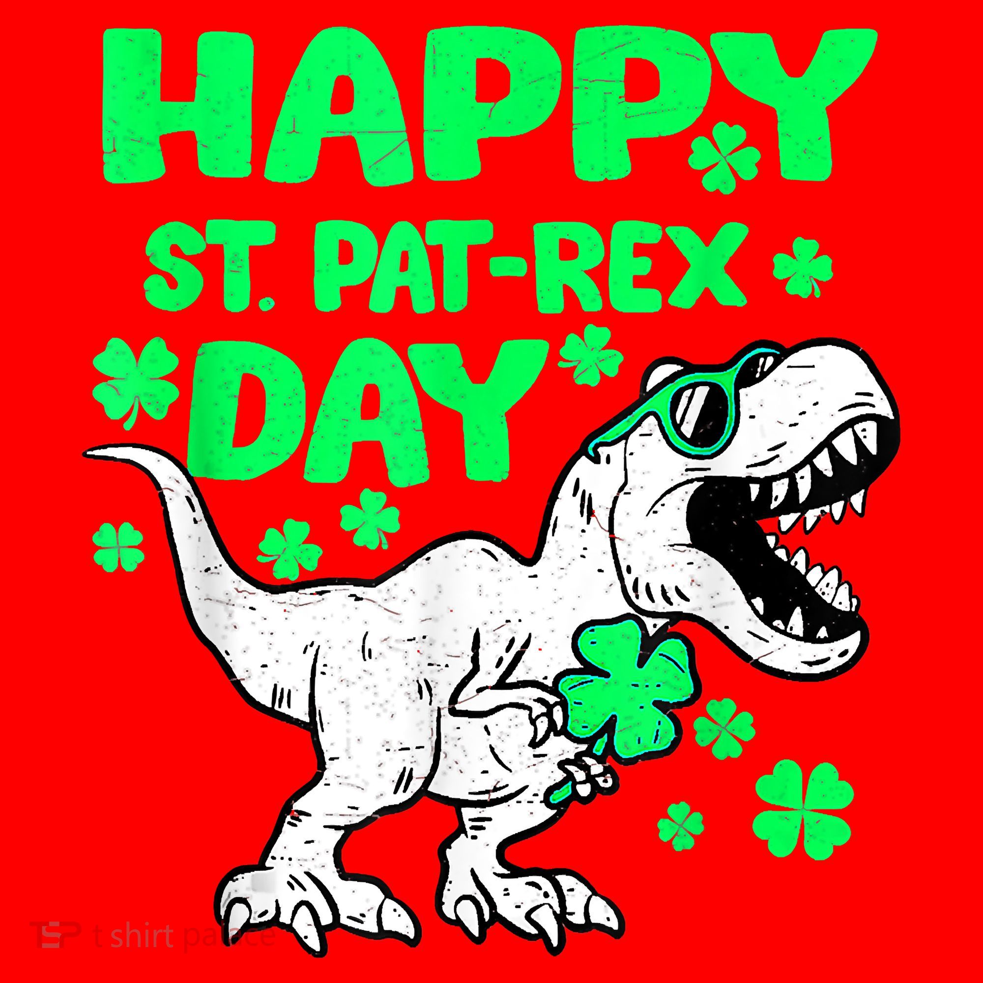 Happy St PaT Rex Dinosaur Saint Patrick's Day Santa Hat