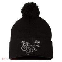 Happy St Patrick's Day Holiday Gift Pom Pom 12in Knit Beanie thumb 0