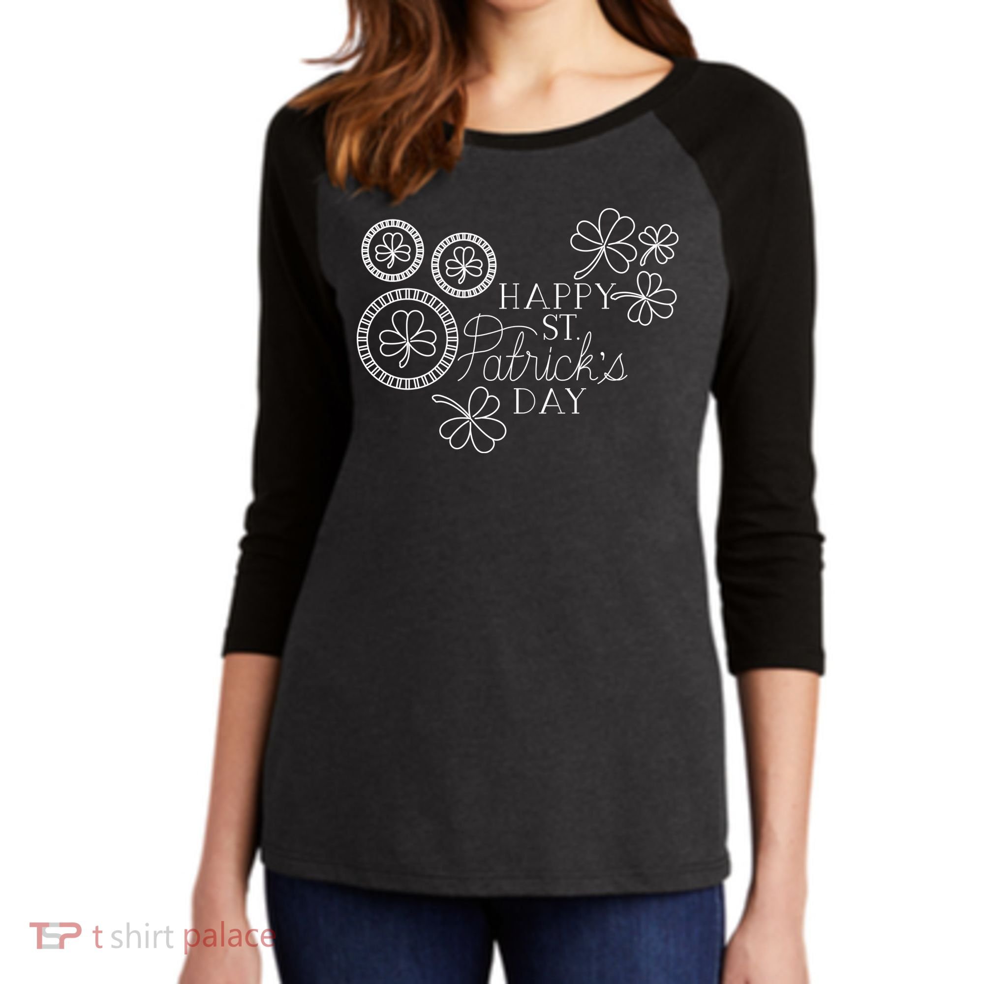 Happy St Patrick's Day Holiday Gift Women's Tri-Blend 3/4-Sleeve Raglan Shirt