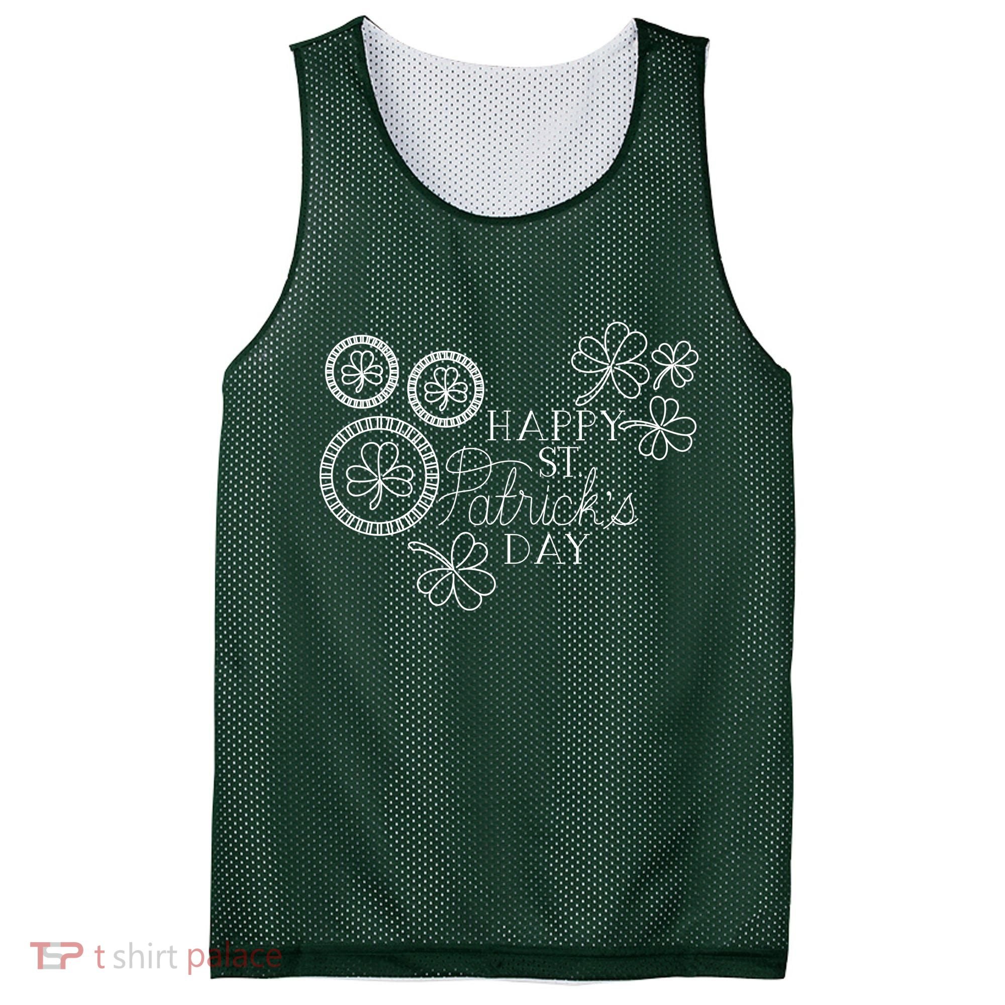 Happy St Patrick's Day Holiday Gift Mesh Reversible Basketball Jersey Tank