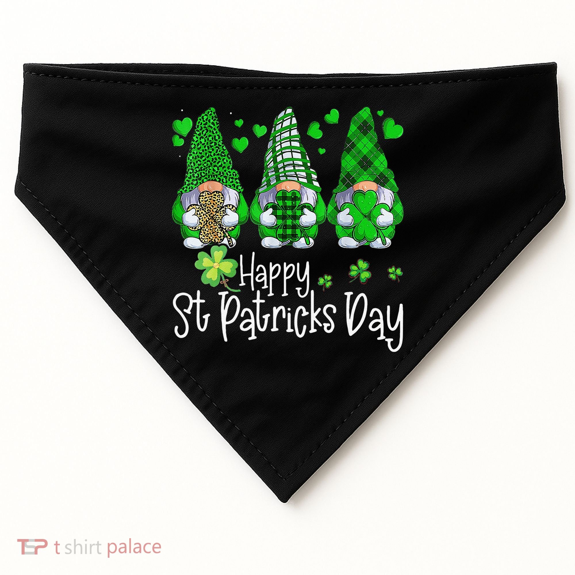 Happy Saint Patrick's Day Gnomes Shamrock Leprechaun Irish Happy Cute USA-Made Doggie Bandana