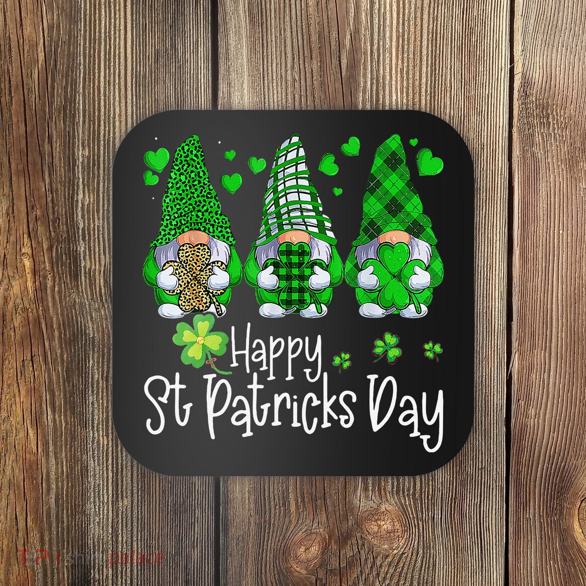 Happy Saint Patrick's Day Gnomes Shamrock Leprechaun Irish Happy Cute Coaster