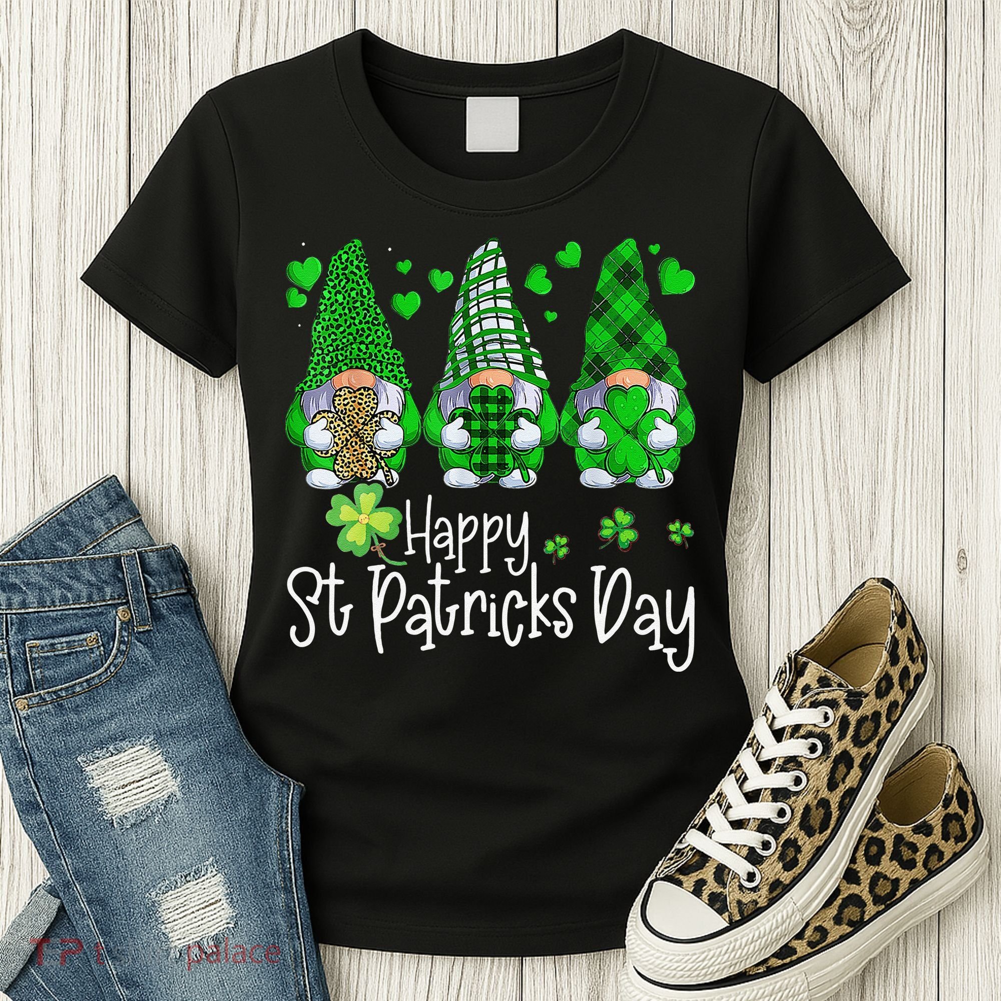 Happy Saint Patrick's Day Gnomes Shamrock Leprechaun Irish Happy Cute Women's T-Shirt