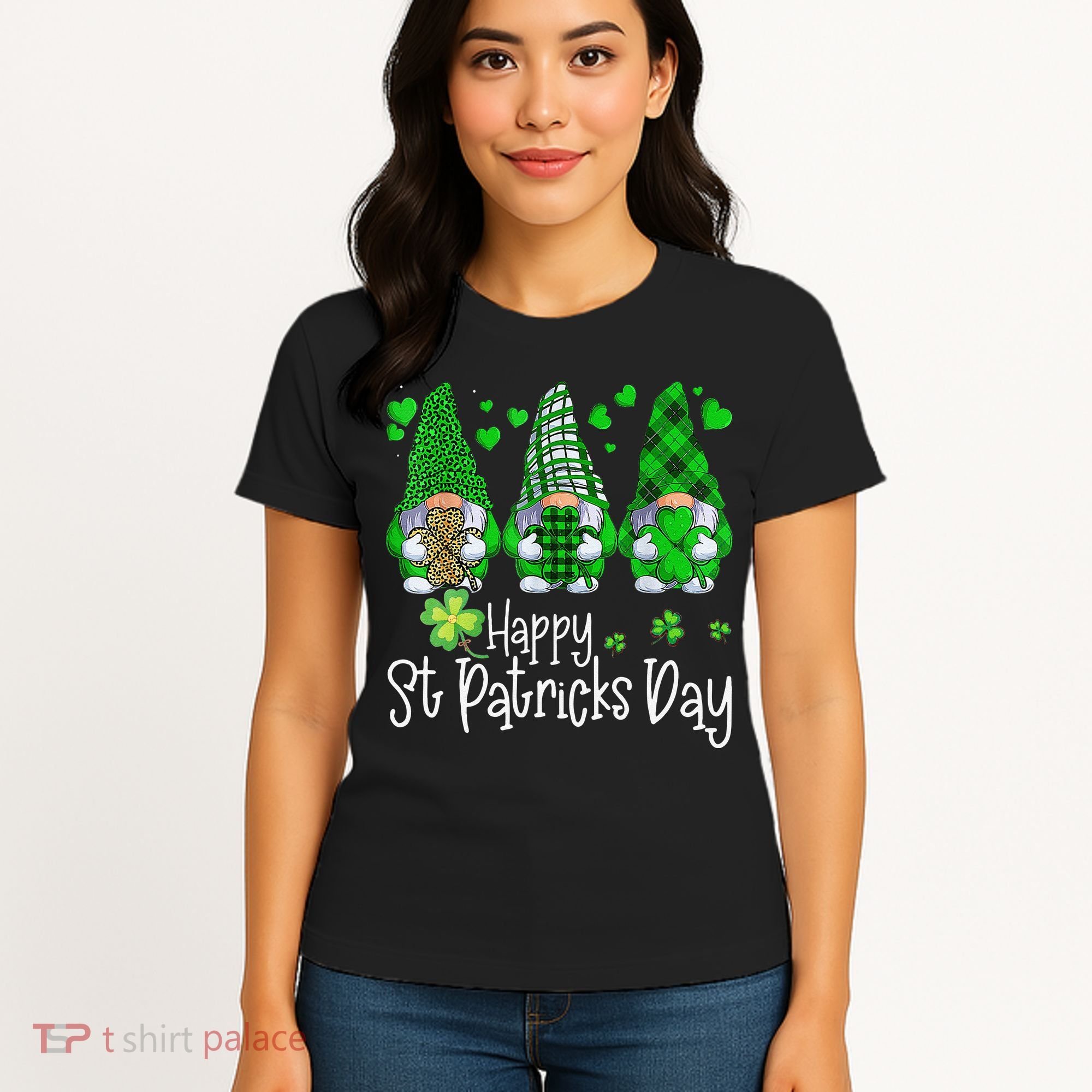 Happy Saint Patrick's Day Gnomes Shamrock Leprechaun Irish Happy Cute Women's T-Shirt