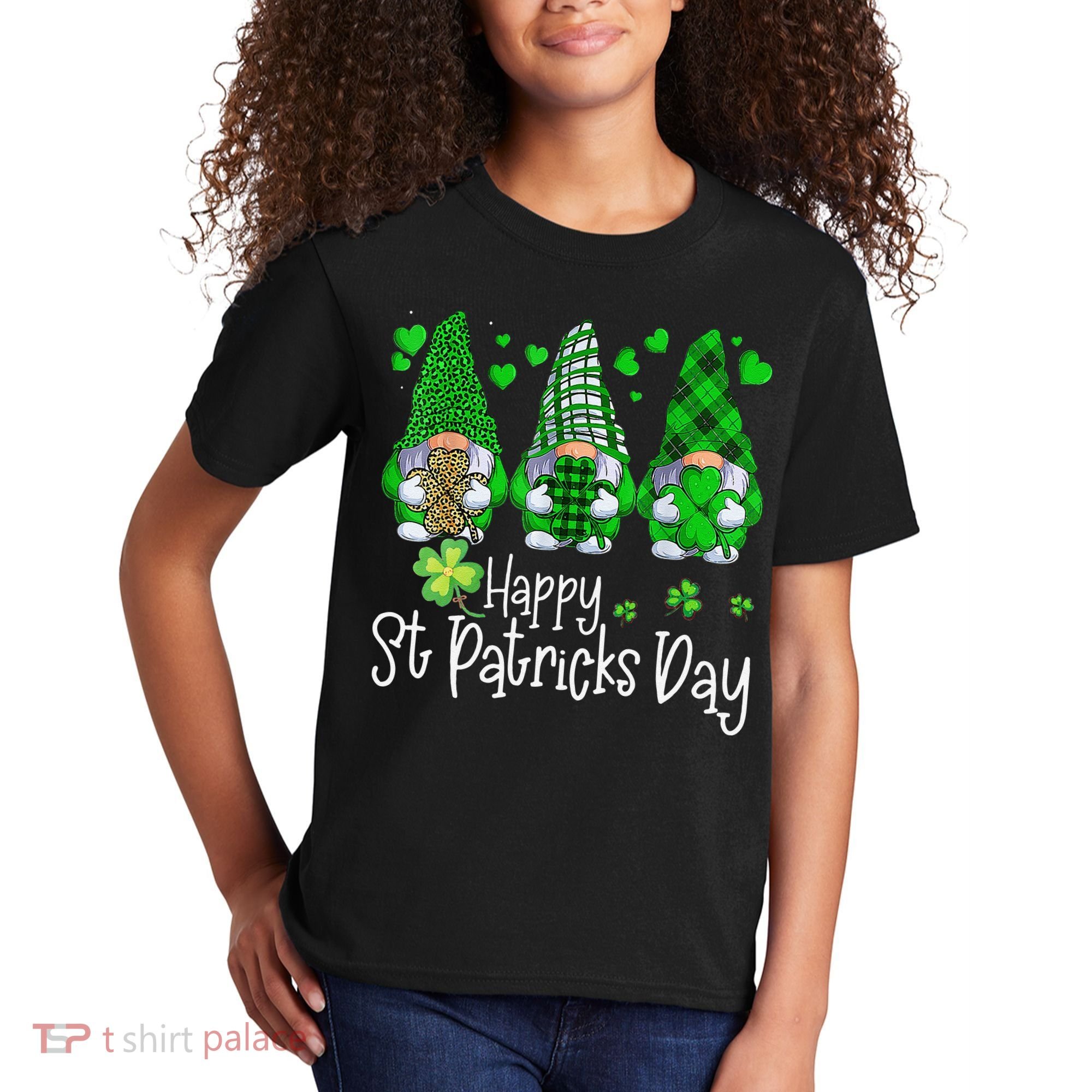 Happy Saint Patrick's Day Gnomes Shamrock Leprechaun Irish Happy Cute Kids T-Shirt