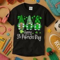 Happy Saint Patrick's Day Gnomes Shamrock Leprechaun Irish Happy Cute Kids T-Shirt thumb 3