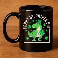 Happy St Patrex Day Funny Irish T-Rex Saint Patricks Dino 11oz C Handle Ceramic Mug thumb 4