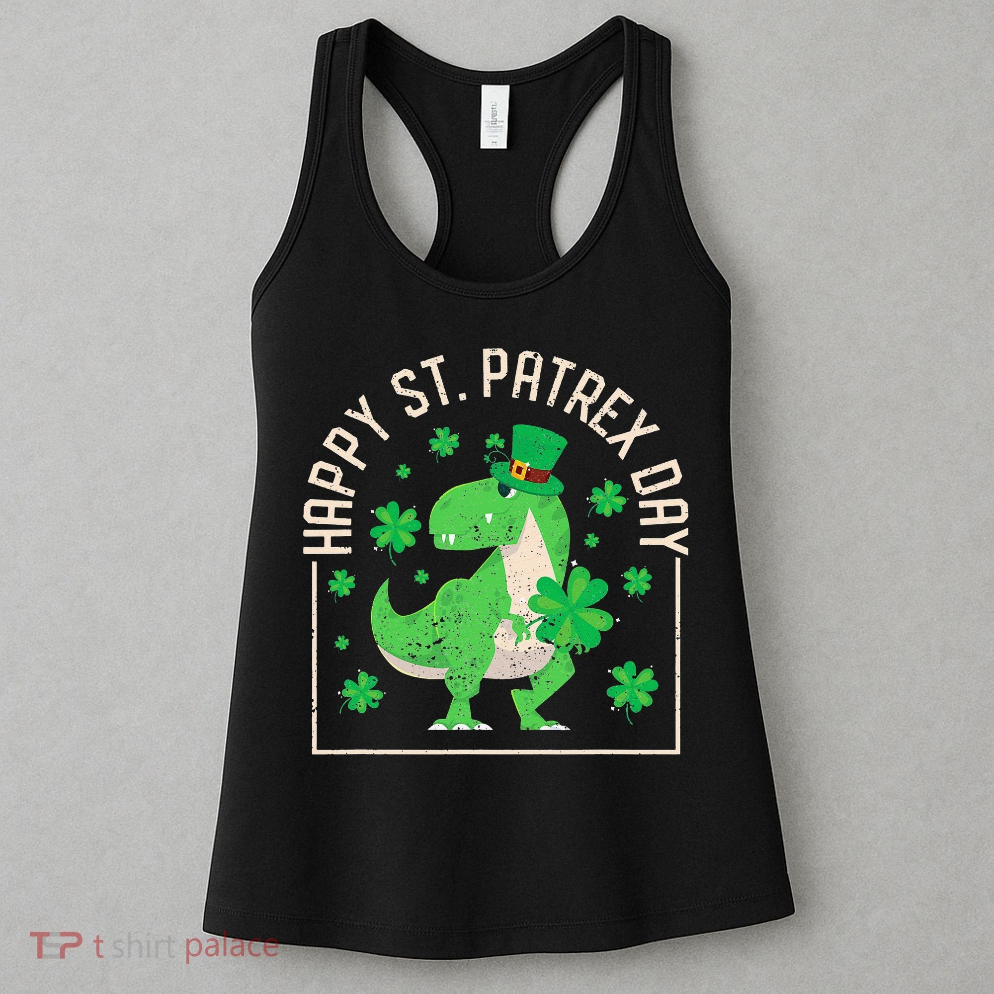 Happy St Patrex Day Funny Irish T-Rex Saint Patricks Dino Women's Tank Top