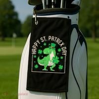 Happy St Patrex Day Funny Irish T-Rex Saint Patricks Dino Golf Towel thumb 2