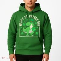 Happy St Patrex Day Funny Irish T-Rex Saint Patricks Dino Hoodie thumb 2