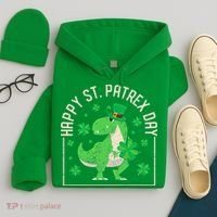 Happy St Patrex Day Funny Irish T-Rex Saint Patricks Dino Hoodie thumb 4