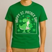 Happy St Patrex Day Funny Irish T-Rex Saint Patricks Dino T-Shirt thumb 3