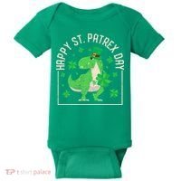 Happy St Patrex Day Funny Irish T-Rex Saint Patricks Dino Baby Bodysuit thumb 0