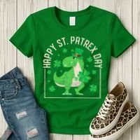 Happy St Patrex Day Funny Irish T-Rex Saint Patricks Dino Women's T-Shirt thumb 3