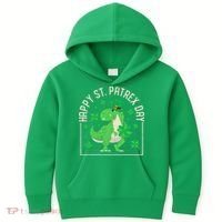 Happy St Patrex Day Funny Irish T-Rex Saint Patricks Dino Kids Hoodie thumb 0