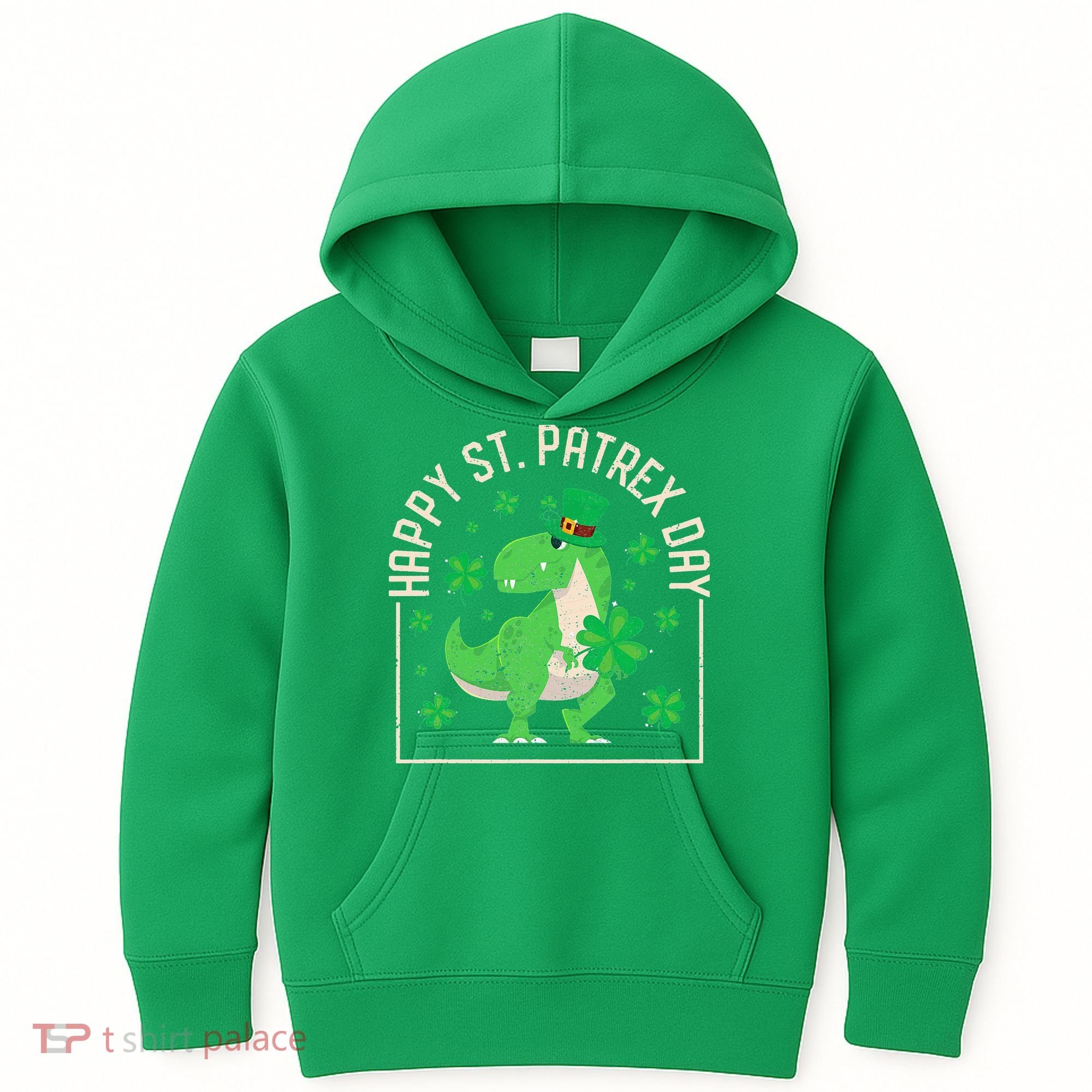 Happy St Patrex Day Funny Irish T-Rex Saint Patricks Dino Kids Hoodie