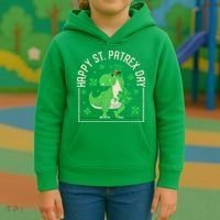 Happy St Patrex Day Funny Irish T-Rex Saint Patricks Dino Kids Hoodie thumb 3