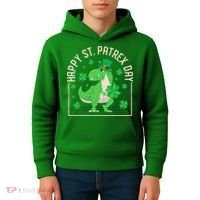 Happy St Patrex Day Funny Irish T-Rex Saint Patricks Dino Kids Hoodie thumb 4