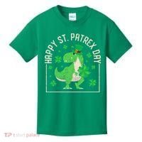 Happy St Patrex Day Funny Irish T-Rex Saint Patricks Dino Kids T-Shirt thumb 0