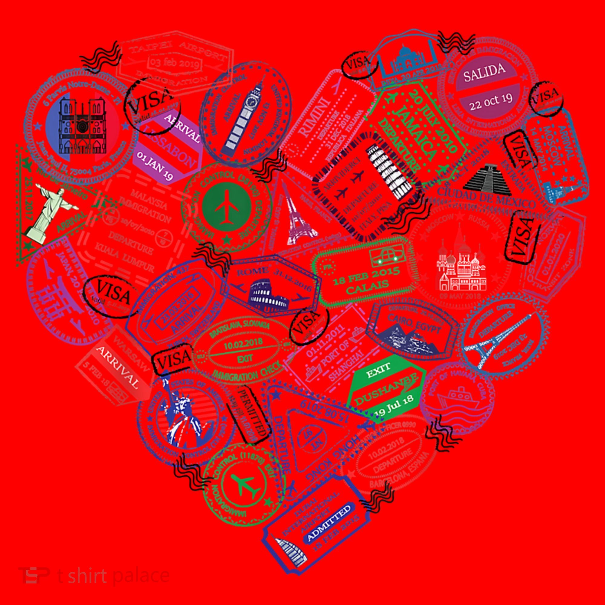 Heart Shaped Passport Travel Stamp Santa Hat