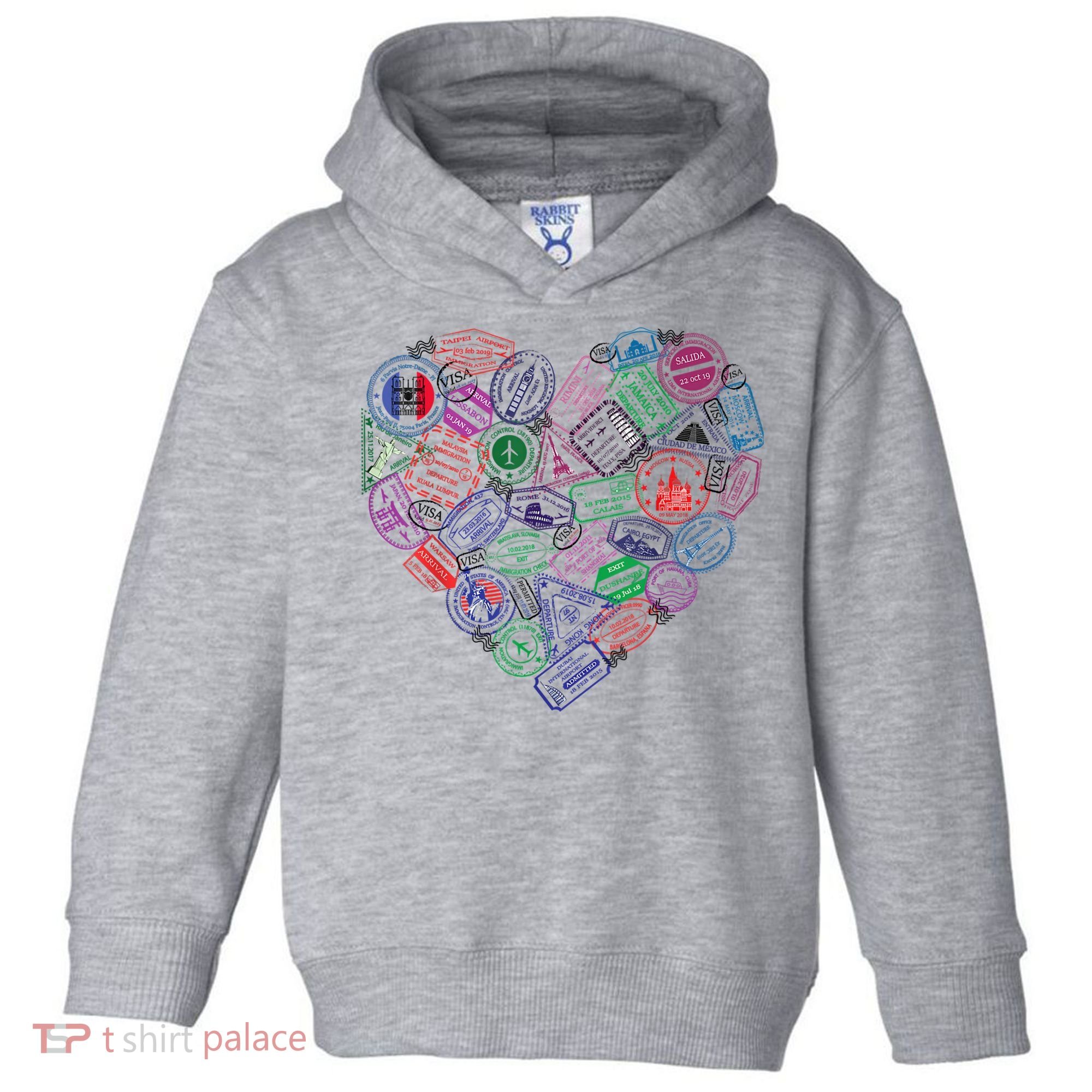 Heart Shaped Passport Travel Stamp Toddler Hoodie