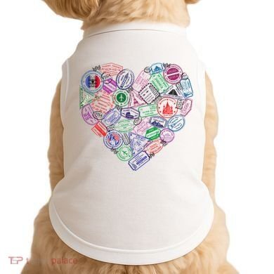 Heart Shaped Passport Travel Stamp Doggie Tank