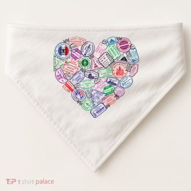 Heart Shaped Passport Travel Stamp USA-Made Doggie Bandana