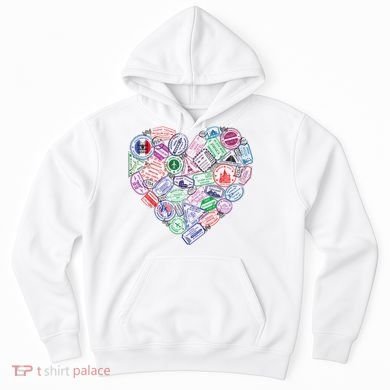 Heart Shaped Passport Travel Stamp Hoodie