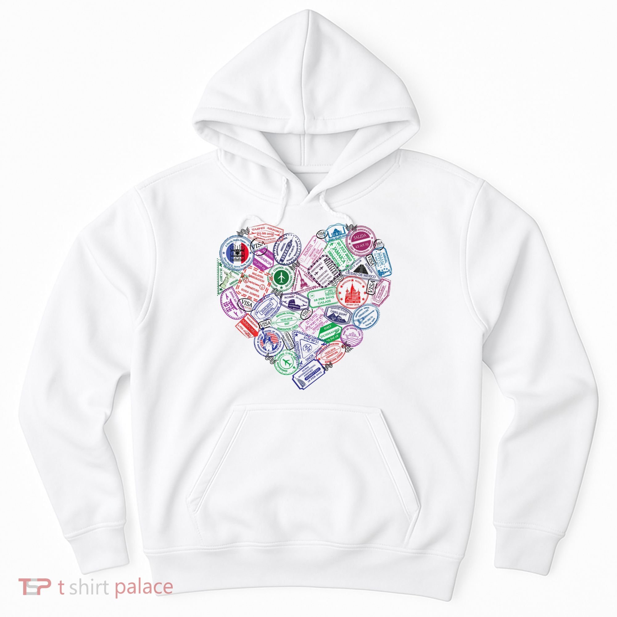 Heart Shaped Passport Travel Stamp Hoodie