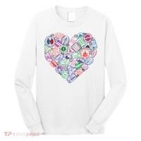 Heart Shaped Passport Travel Stamp Long Sleeve Shirt thumb 0