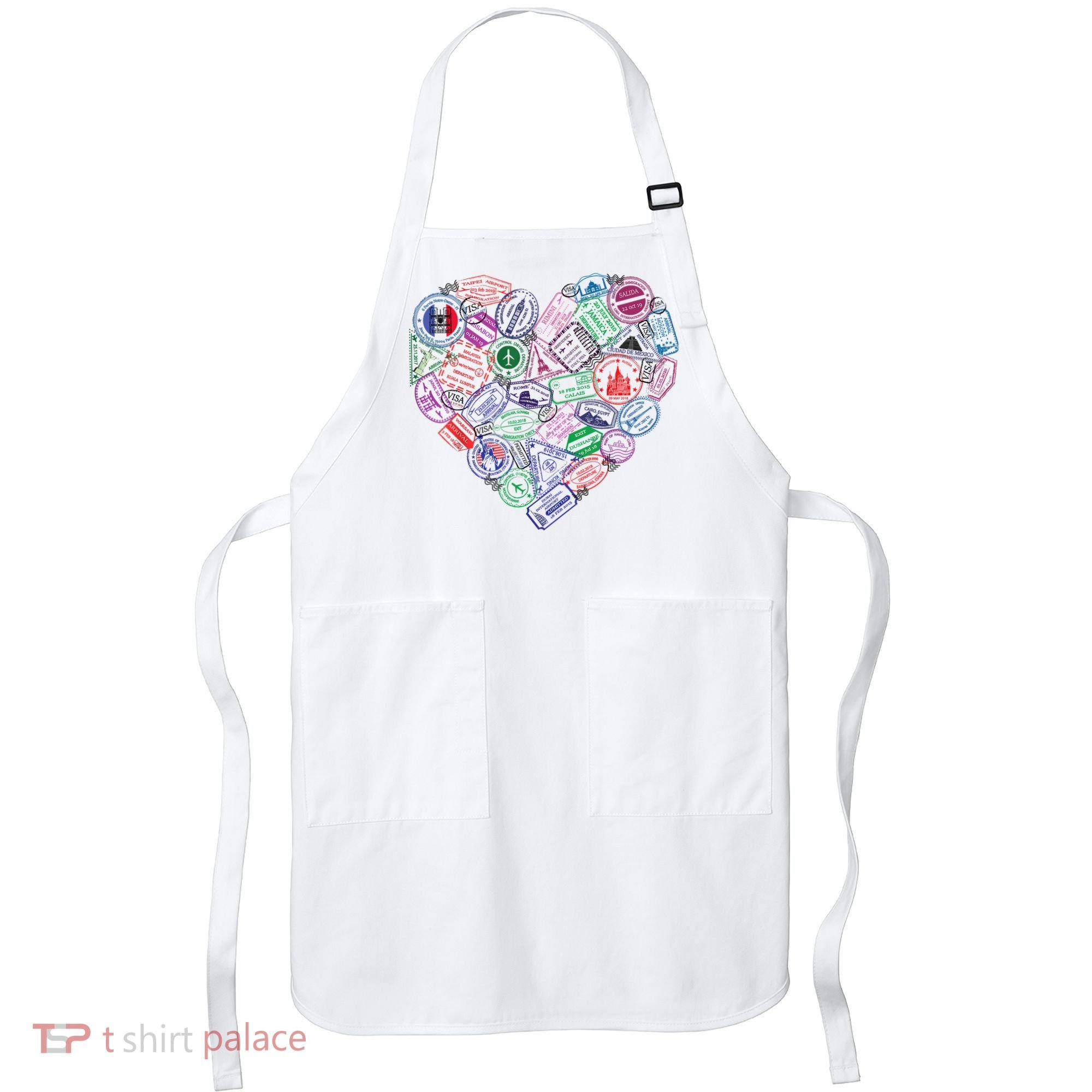 Heart Shaped Passport Travel Stamp Apron