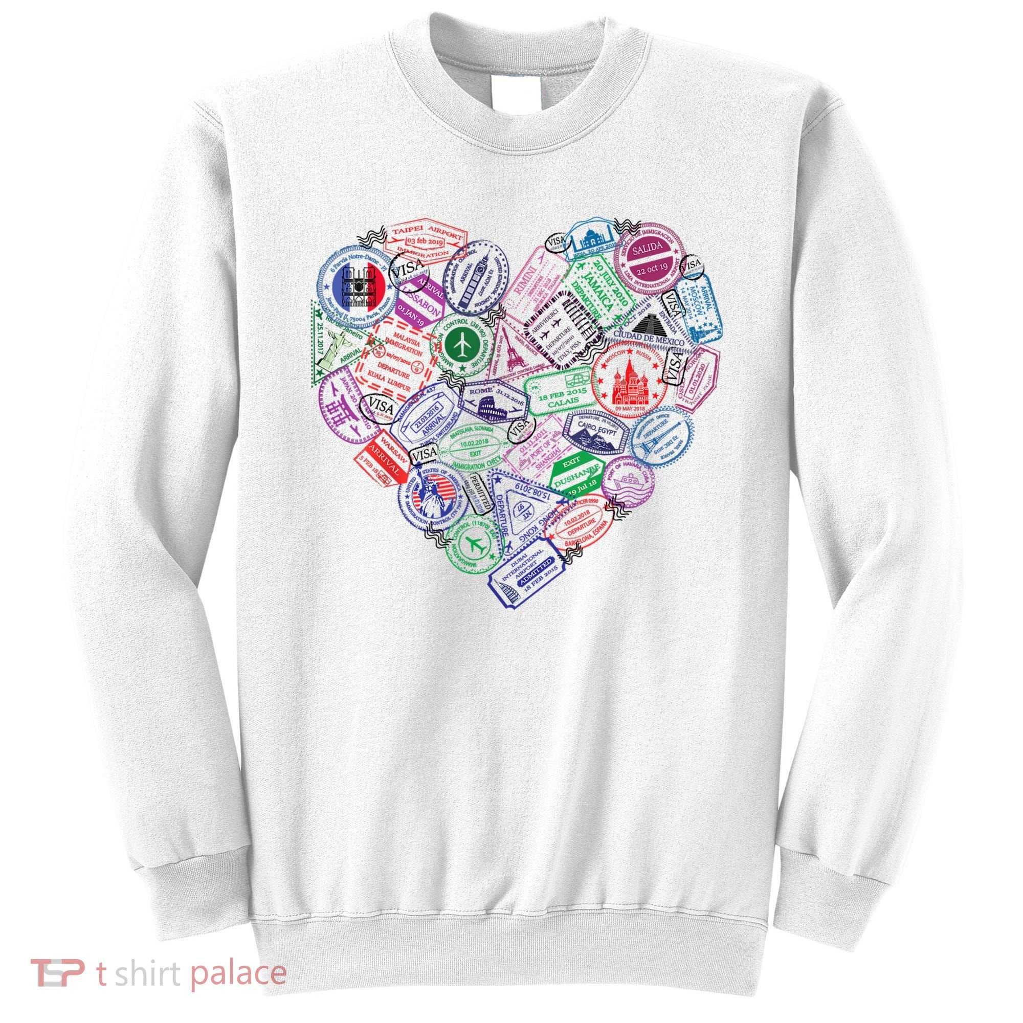 Heart Shaped Passport Travel Stamp Sweatshirt