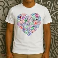Heart Shaped Passport Travel Stamp T-Shirt thumb 3