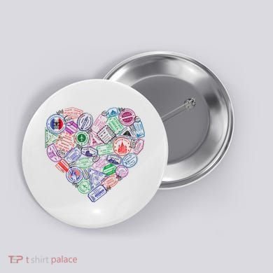 Heart Shaped Passport Travel Stamp Button