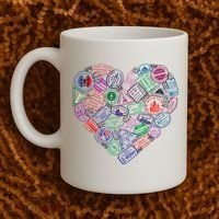 Heart Shaped Passport Travel Stamp Coffee Mug thumb 2
