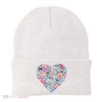 Heart Shaped Passport Travel Stamp Beanie thumb 0