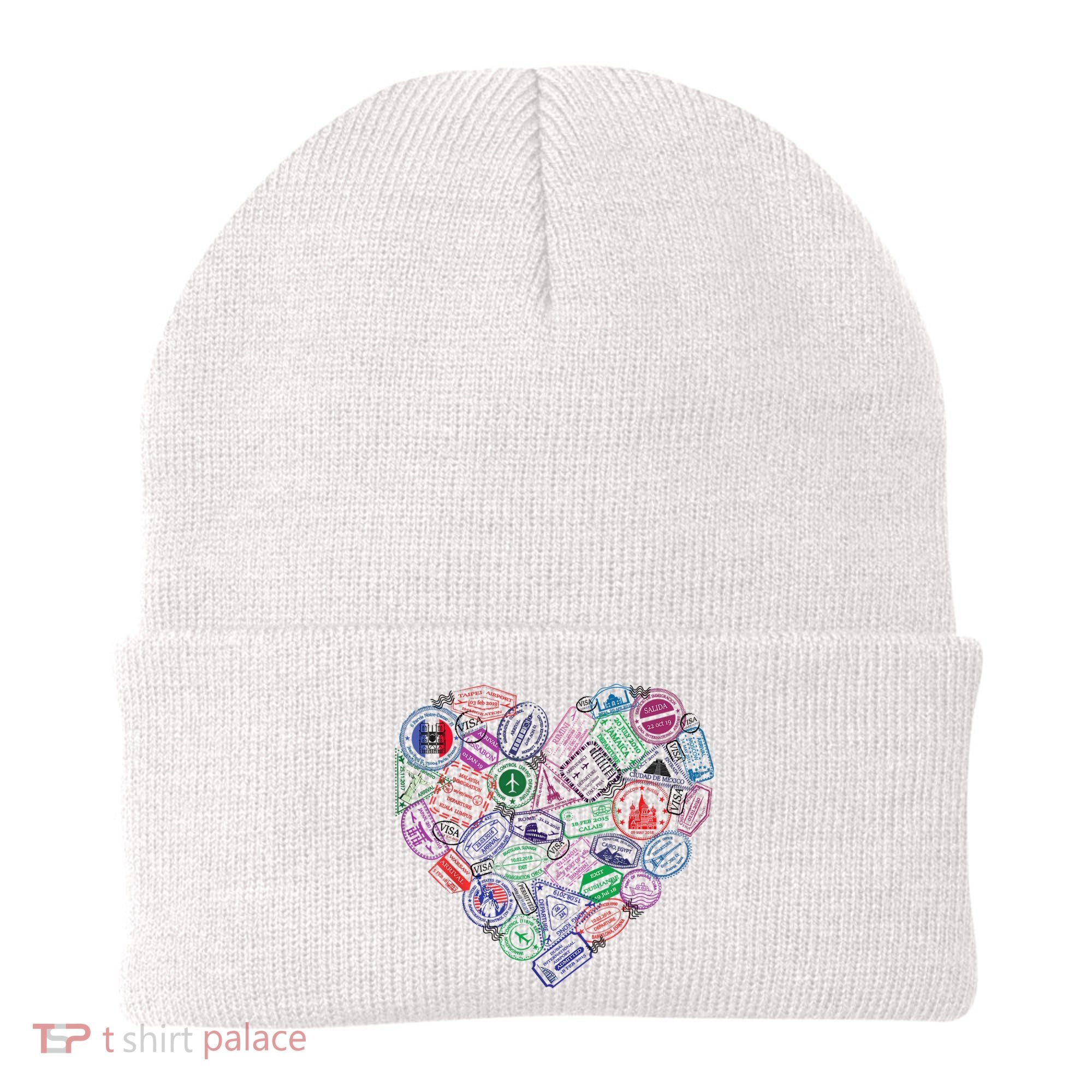 Heart Shaped Passport Travel Stamp Beanie