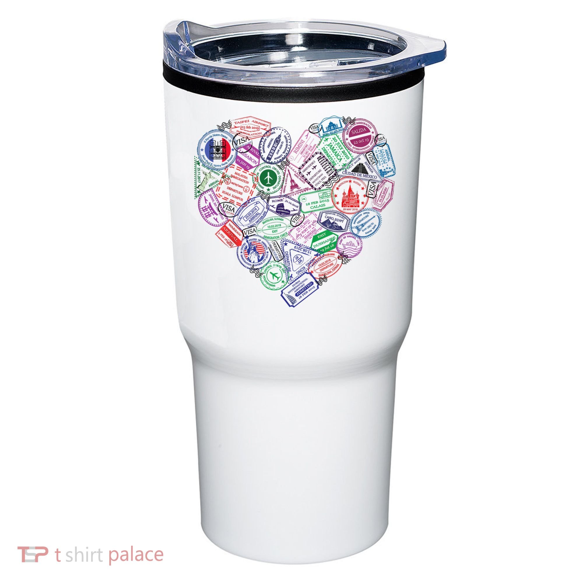 Heart Shaped Passport Travel Stamp Tumbler